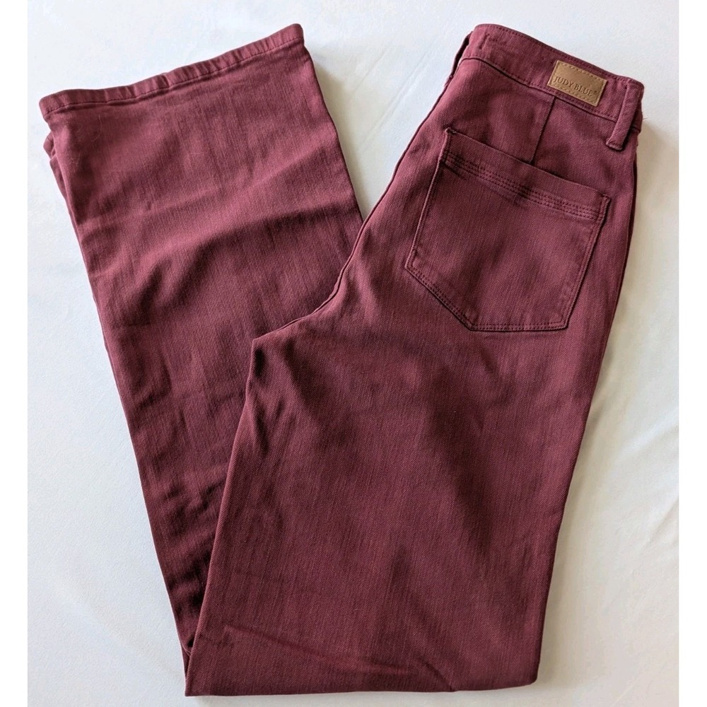 Judy Blue Garment Dyed Seam Wide Leg JeansWomens Size 7/28 Burgundy Wine